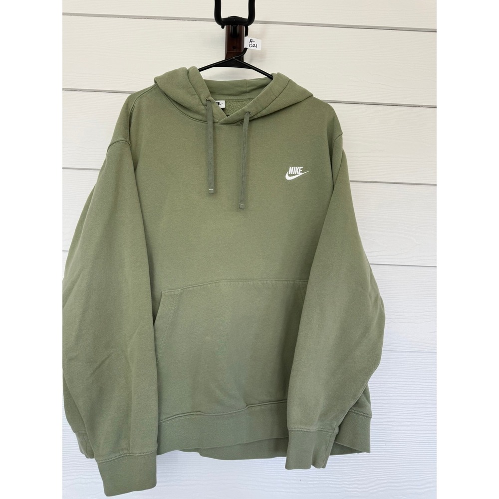 #A- 021- Nike Sportswear Club Fleece Hoodie Olive Green BV2654-386 Womens XXL